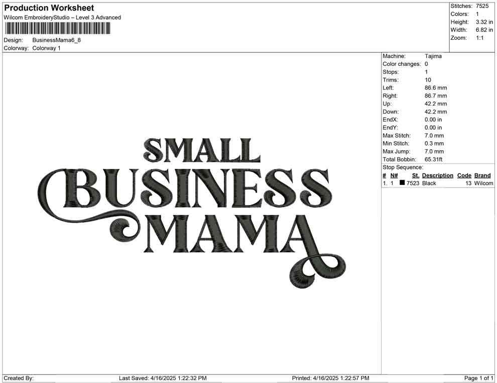 Small Business Mama Embroidery Design: Vintage Flair (Digital Download)