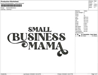 Small Business Mama Embroidery Design: Vintage Flair (Digital Download)