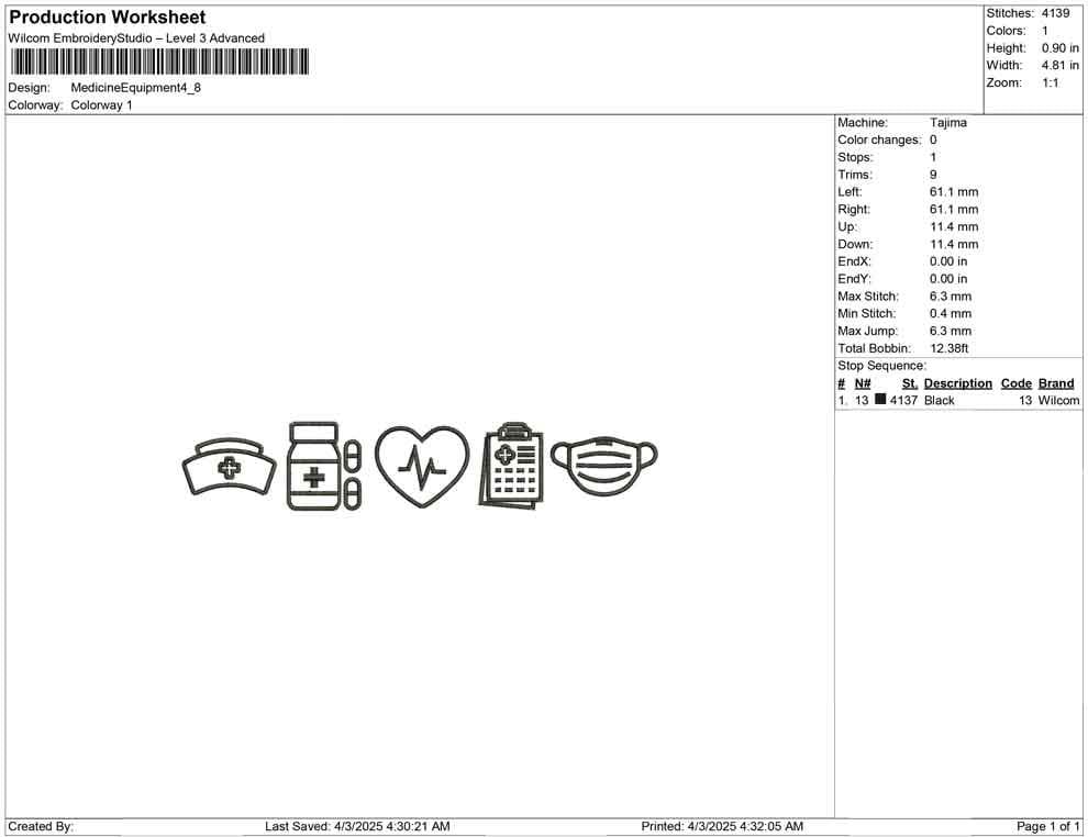 Medical Icons Embroidery Design: Healthcare Worker Outline (Digital Download)