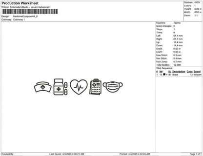 Medical Icons Embroidery Design: Healthcare Worker Outline (Digital Download)