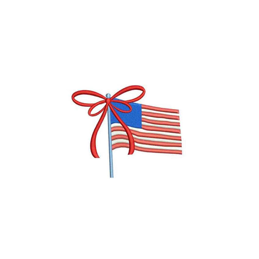Patriotic Ribbon Flag Embroidery Design: USA 4th July (Digital Download)