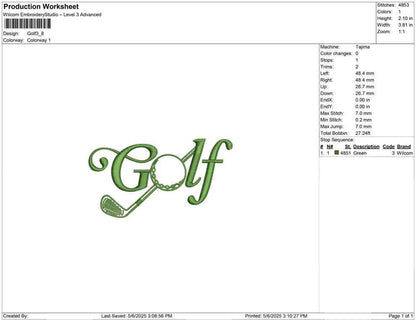 Golf Script Embroidery Design: Golfer Gift (Digital Download)