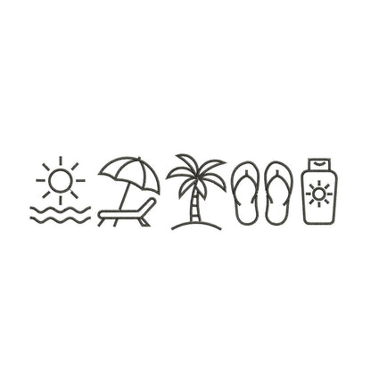 Beach Vacation Icon Set Embroidery Design: Summer Travel (Digital Download)