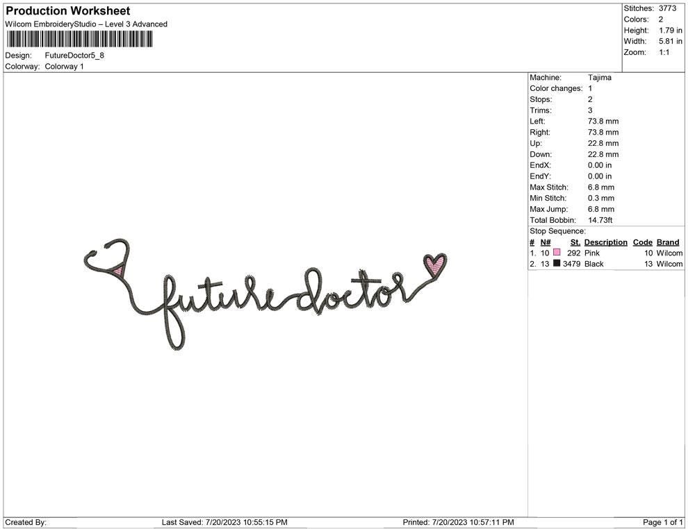 Future Doctor Embroidery Design: Stethoscope Heart (Digital Download) (DST PES EXP File and more)