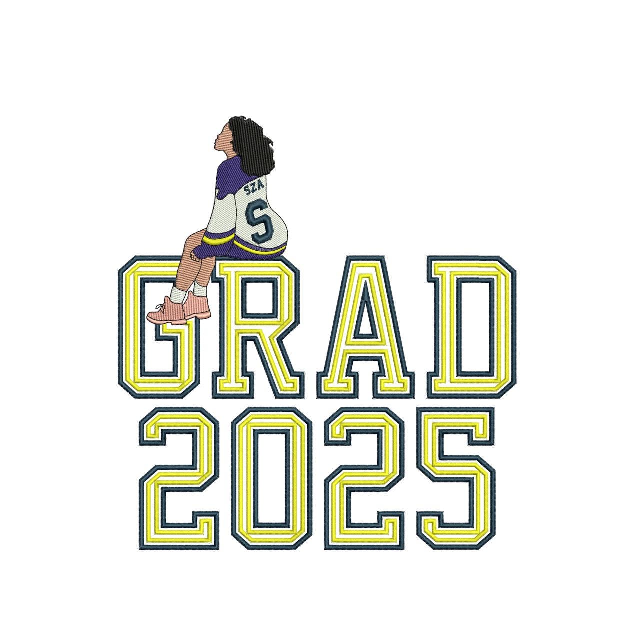 Grad 2025 Embroidery Design: Varsity Style Graduate (Digital Download)