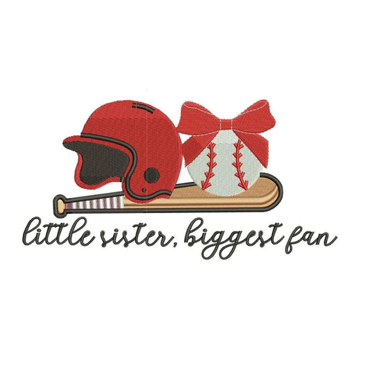 Little Sister Baseball Fan Embroidery Design (Digital Download) (DST PES EXP File and more)