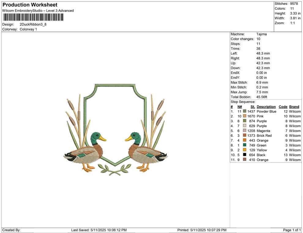 Mallard Duck Crest Embroidery Design: Banner Frame Machine Embroidery File Rustic Embroidery Crest (DST, PES, EXP more) Digital Download