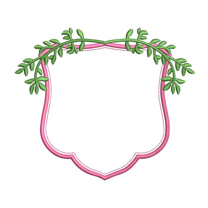 Leaf Frame Embroidery Design: Botanical Crest (Digital Download)