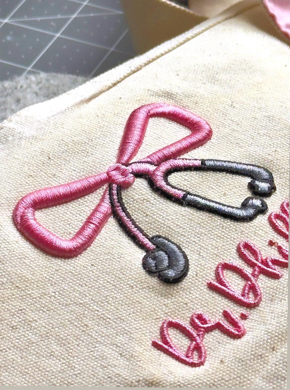 3D Puff Stethoscope Bow Embroidery Design: Nurse Doctor Gift (Digital Download)