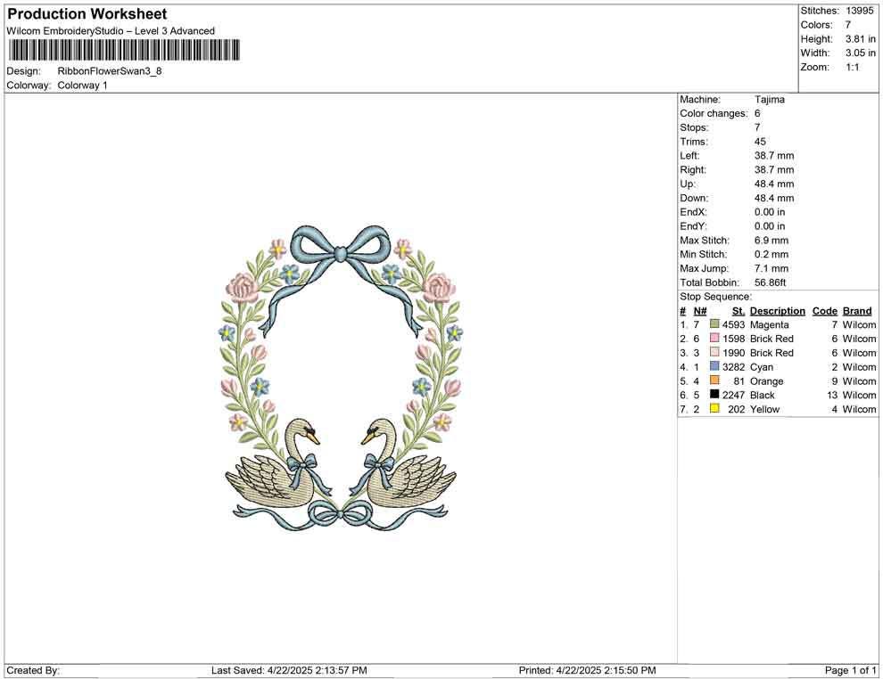 Swan Floral Frame Embroidery Design: Wedding Nursery Decor (Digital Download)