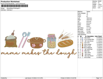 Sourdough Mama Embroidery Design: Baking Kitchen Art (Digital Download)
