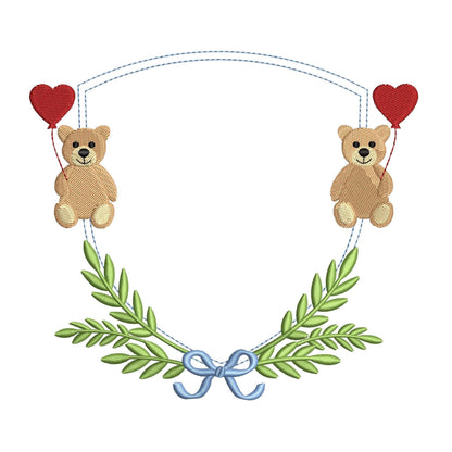 Embroidery Frame Design: Baby Name Banner Crest Embroidery Machine Files Bear Banner Embroidery Design Newborn Nursery Banner