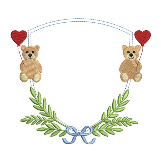 Embroidery Frame Design: Baby Name Banner Crest Embroidery Machine Files Bear Banner Embroidery Design Newborn Nursery Banner