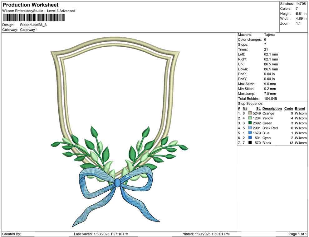 Heirloom Crest Frame Embroidery Design Leafy Ribbon Banner Frame Embroidery File DST Bow Leaf Crest Frame Embroidery File PES Baby Banner