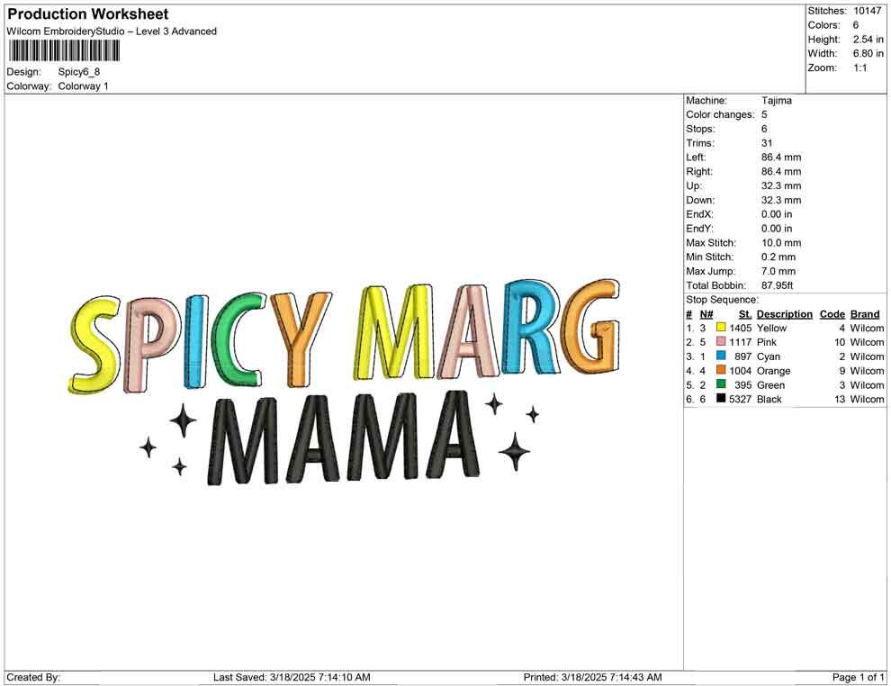 Spicy Marg Mama Embroidery Design: Fun Cocktail Embroidery (Digital Download)