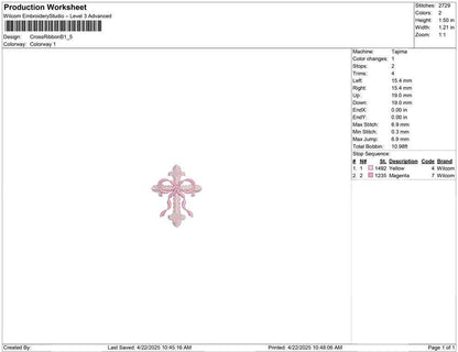 Cross Embroidery Designs: Holy Cross Ribbon Machine Embroidery File Catholic Christening Embroidery File (DST, PES, JEF, more)
