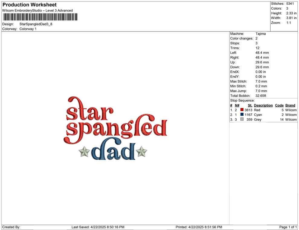 Star Spangled Dad Embroidery Design: 4th of July, Father's Day (Digital Download)