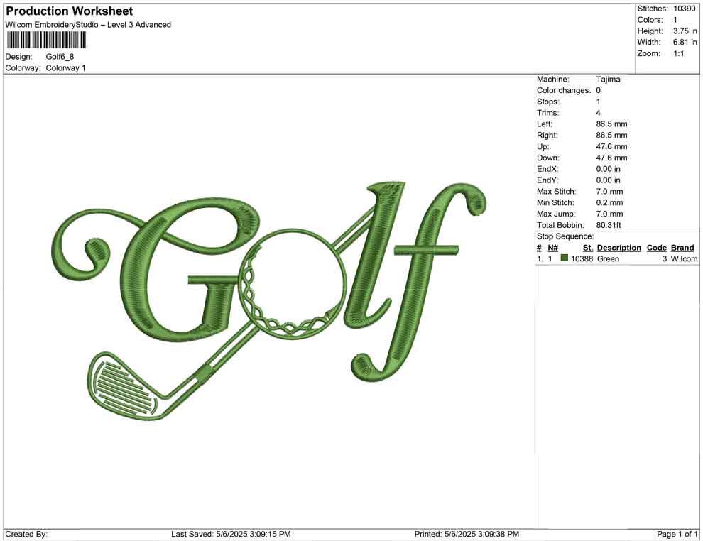 Golf Script Embroidery Design: Golfer Gift (Digital Download)