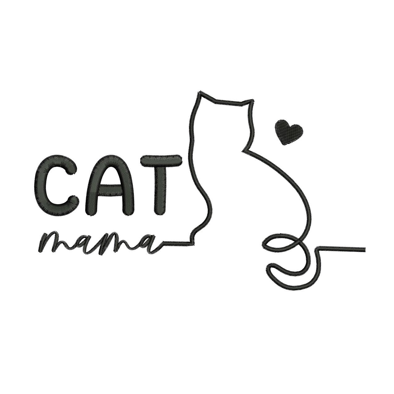 Cat Mama Embroidery Design: Minimalist Feline Outline (Digital Download)