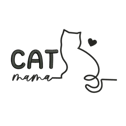 Cat Mama Embroidery Design: Minimalist Feline Outline (Digital Download)