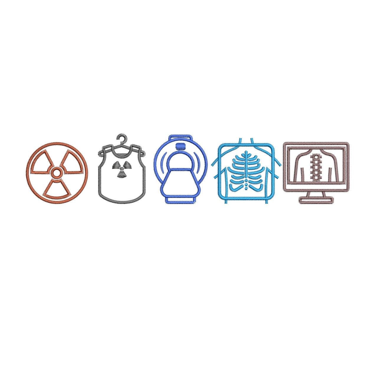 Radiology Medical Icons Embroidery Design: X-Ray, MRI (Digital Download)