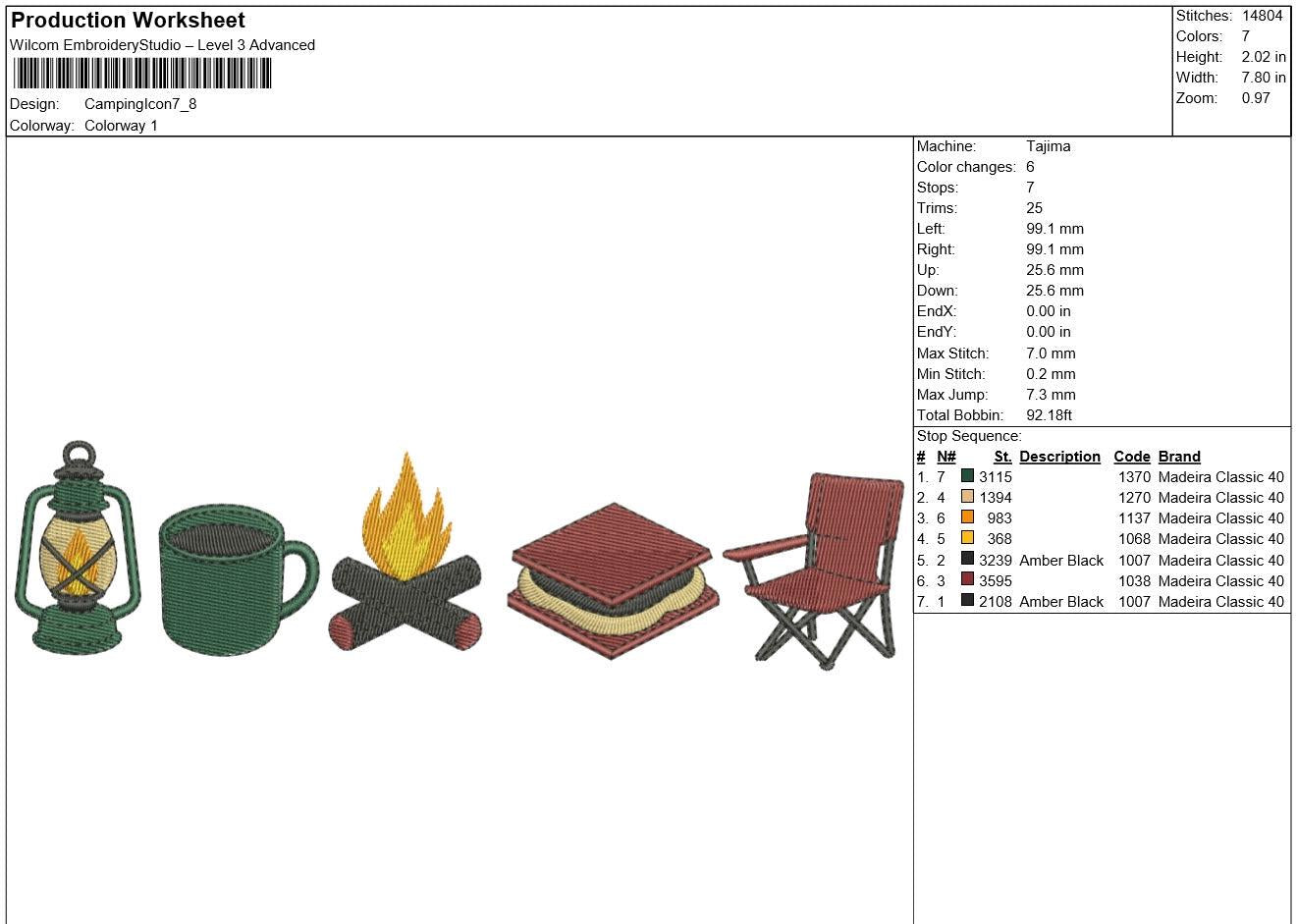 Camping Embroidery Designs: Campfire, Lantern, Coffee, S'mores, Camp Chair Machine Embroidery Design Winter Campfire (Digital Download)