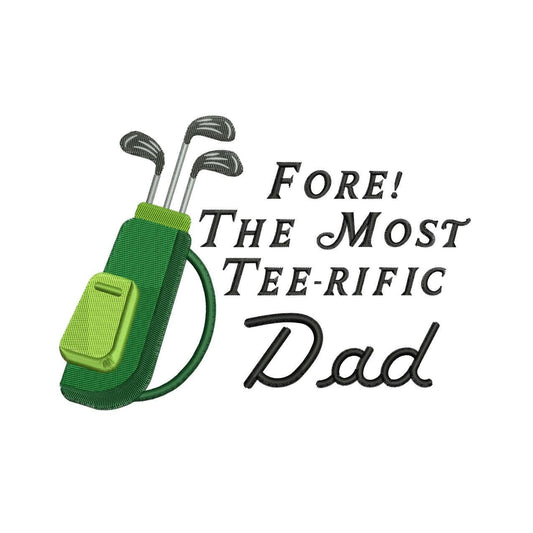Dad Golf Embroidery Design For Golfer Dad Masters Machine Embroidery File DST Teerific Dad PES Fathers Day Golf EXP Family Golf Embroidery