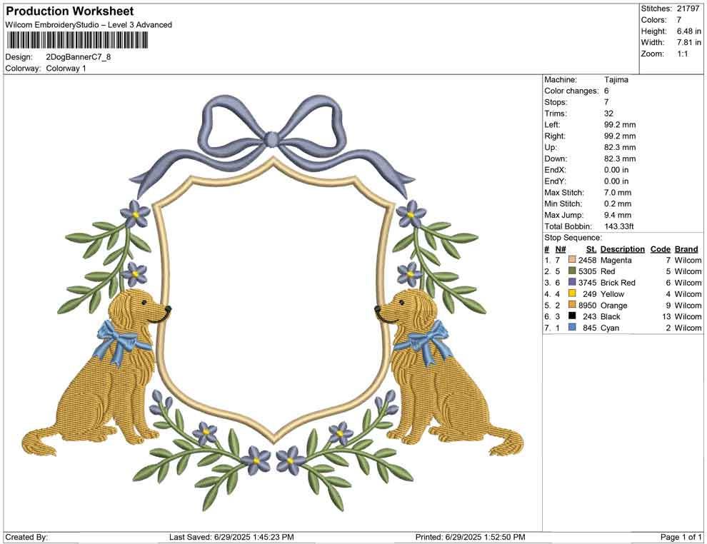 Golden Retriever Embroidery Frame Designs: Baby Name Banner Frame Embroidery Files Golden Dog Embroidery Crest Frame Design