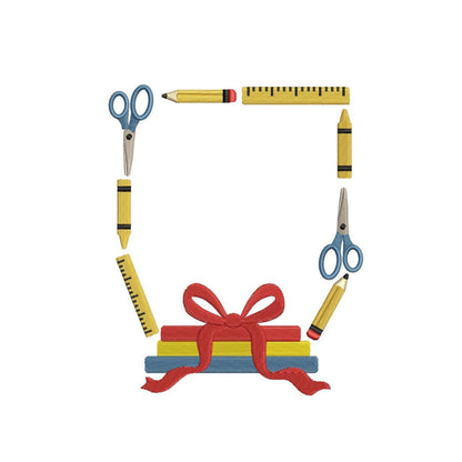 Back To School Frame Crest Embroidery Design Monogram Banner PES Teacher Crest Frame Machine Embroidery File School Supplies DST Apple Crest