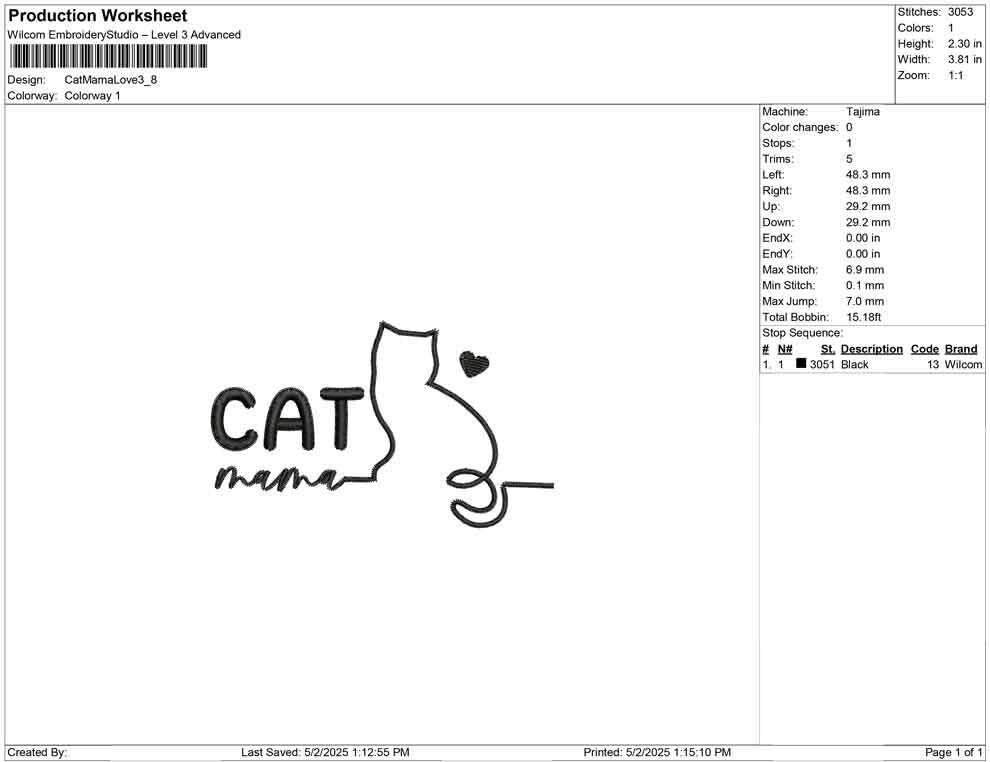 Cat Mama Embroidery Design: Minimalist Feline Outline (Digital Download)
