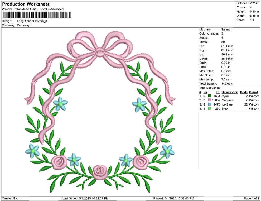Floral Rose Ribbon Wreath Embroidery Design: Elegant Monogram Frame (Digital Download)