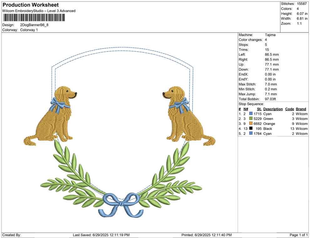 Golden Retriever Laurel Embroidery Design: Dog Banner, Crest Frame (Digital Download)