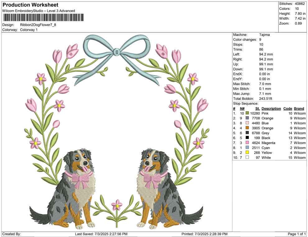 Austrailian Shepherd Banner Crest Frame Embroidery File Shepherd Dog Embroidery Dog Frame Machine Embroidery File DST Dog Monogram Crest EXP