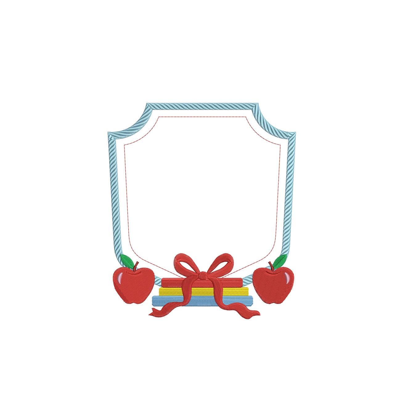 Back To School Frame Crest Embroidery Design Monogram Banner PES Teacher Crest Frame Machine Embroidery File Teacher Crest DST Banner Crest