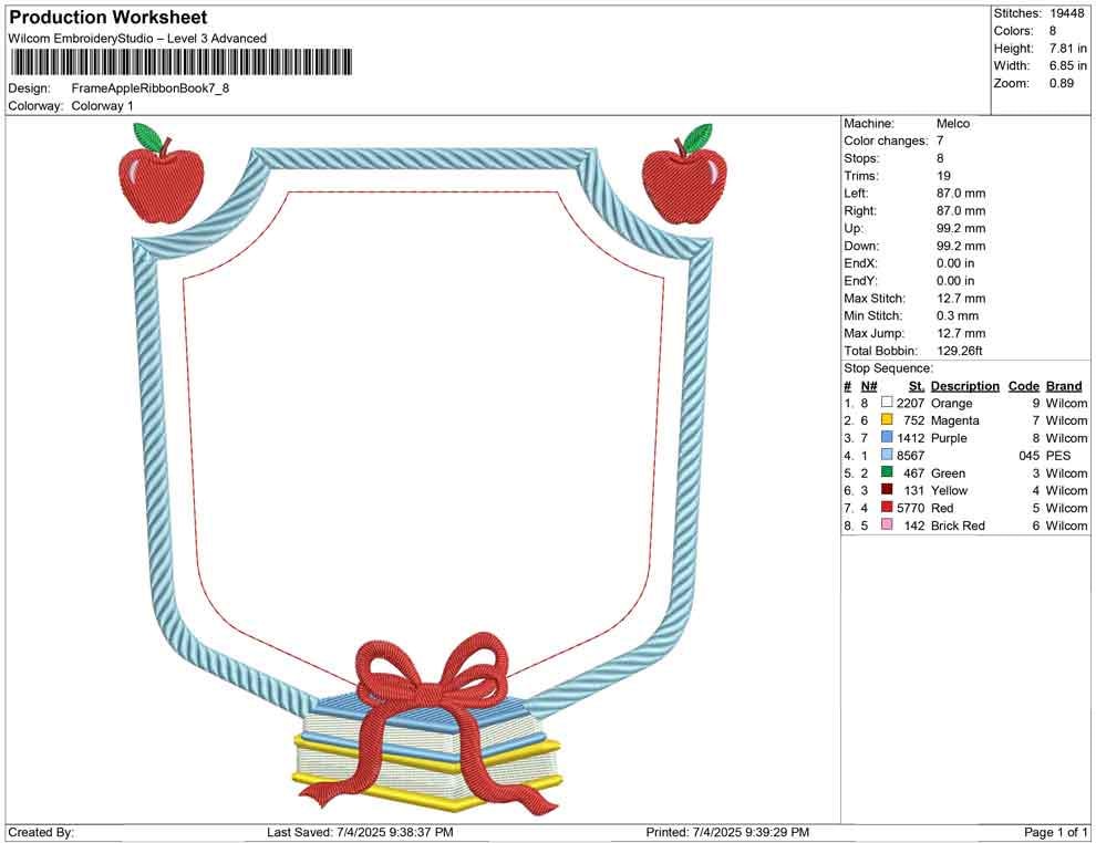 Back To School Frame Crest Embroidery Design Monogram Banner PES Teacher Crest Frame Machine Embroidery File Teaching DST File Teacher Crest
