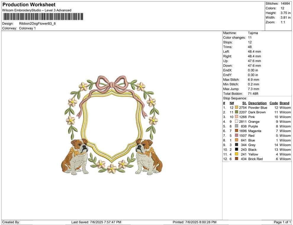 English Bulldog Embroidery File Crest Frame Dog Embroidery File PES Bulldog Machine Embroidery File Gift Dog Mom Banner Crest Frame Design