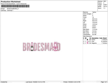 Bridesmaid Embroidery File PES Bachelorette Party Machine Embroidery File DST Wedding Party Embroidery Design Bridal Wedding Embroidery EXP
