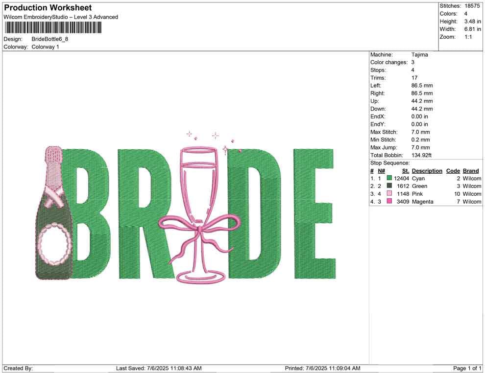 Bride Champagne Embroidery Design: Bachelorette Party (Digital Download)