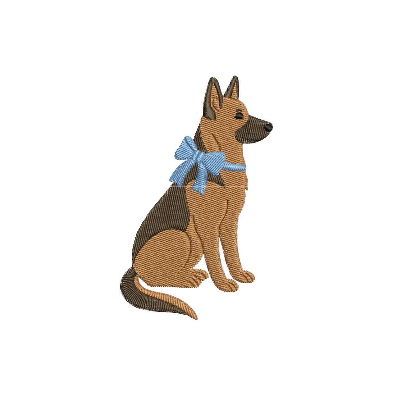 German Shepherd Embroidery Design German Shepherd Dog Lover Embroidery File Dog Mom DST K9 German Shepherd Dog Bow Embroidery File Puppy PES