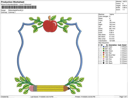 Back School Crest Frame Embroidery Design Monogram Banner PES Teacher Crest Frame Machine Embroidery File Professor Crest DST Banner Crest