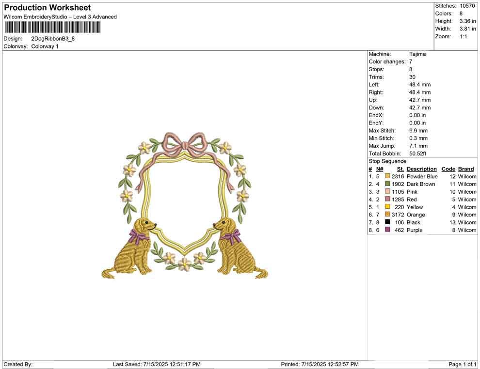 Golden Retriever Crest Embroidery Design: Floral Embroidery Crest Frame File Dog with Bow Machine Embroidery File (Digital Download)