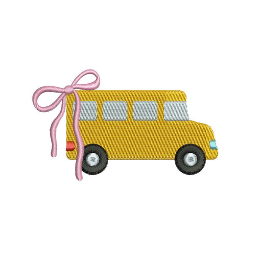 School Bus Embroidery Design Back To School Machine Embroidery File Small Schoolbus Embroidery File Small PES Motif Embroidery DST File