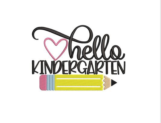 Hello Kindergarten Embroidery Design: Back to School Machine File (PES Format)