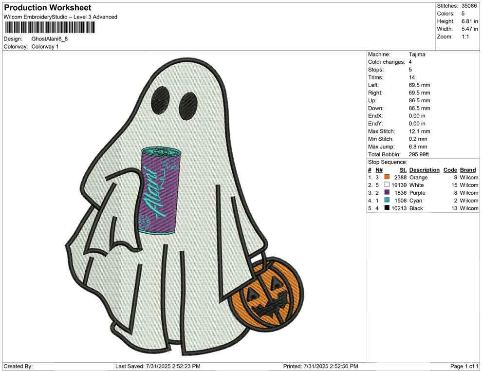 Halloween Ghost Embroidery Design: Energy Drink Ghost Machine Embroidery File (DST, PES, JEF more) (Digital Download)