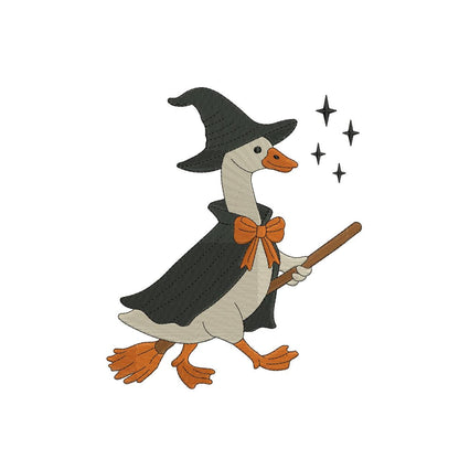 Halloween Goose Embroidery File Halloween Witch Machine Embroidery File DST Cute Geese Embroidery Design Trick or Treat PES File Costume