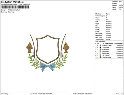 Fishing Crest Frame Embroidery Design: Outdoor Adventure (DST, PES, EXP) (Digital Download