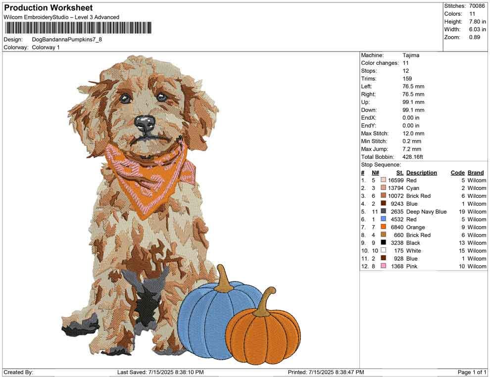 Goldendoodle Embroidery Designs: Goldendoodle Fall Embroidery Machine File Dog with Pumpkins Thanksgiving Embroidery Design Digital Download