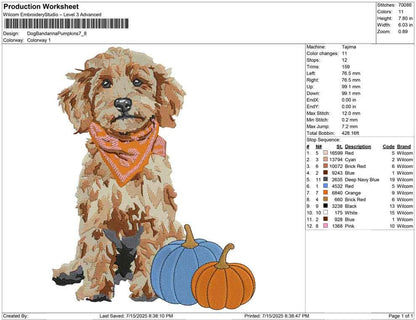 Goldendoodle Embroidery Designs: Goldendoodle Fall Embroidery Machine File Dog with Pumpkins Thanksgiving Embroidery Design Digital Download