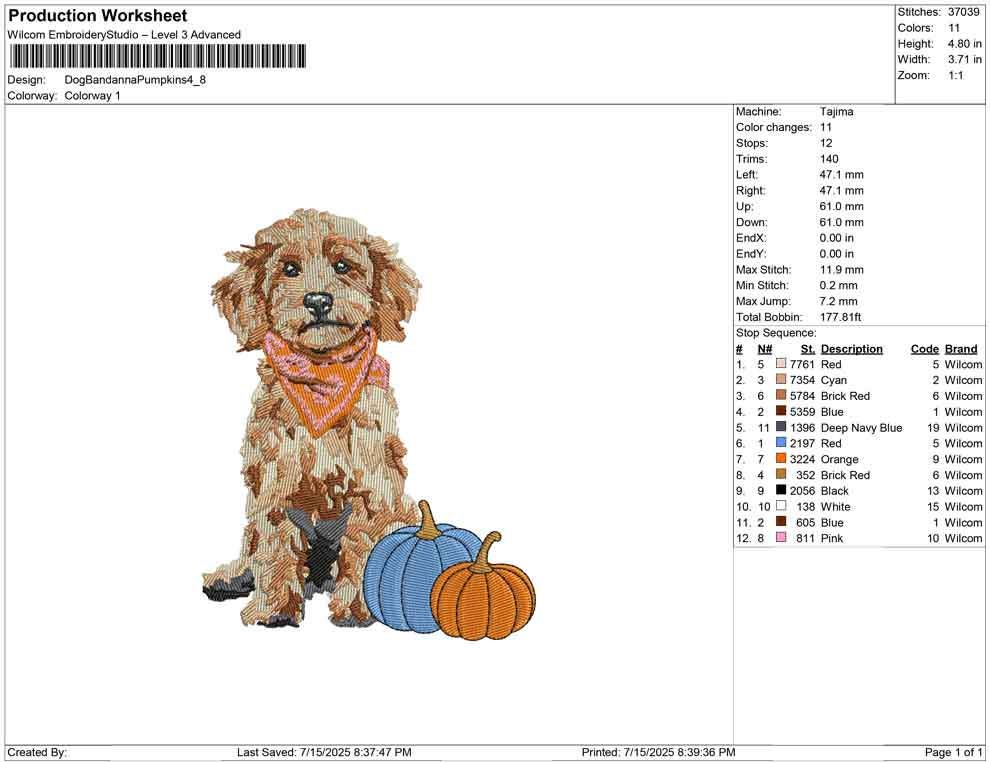 Goldendoodle Embroidery Designs: Goldendoodle Fall Embroidery Machine File Dog with Pumpkins Thanksgiving Embroidery Design Digital Download