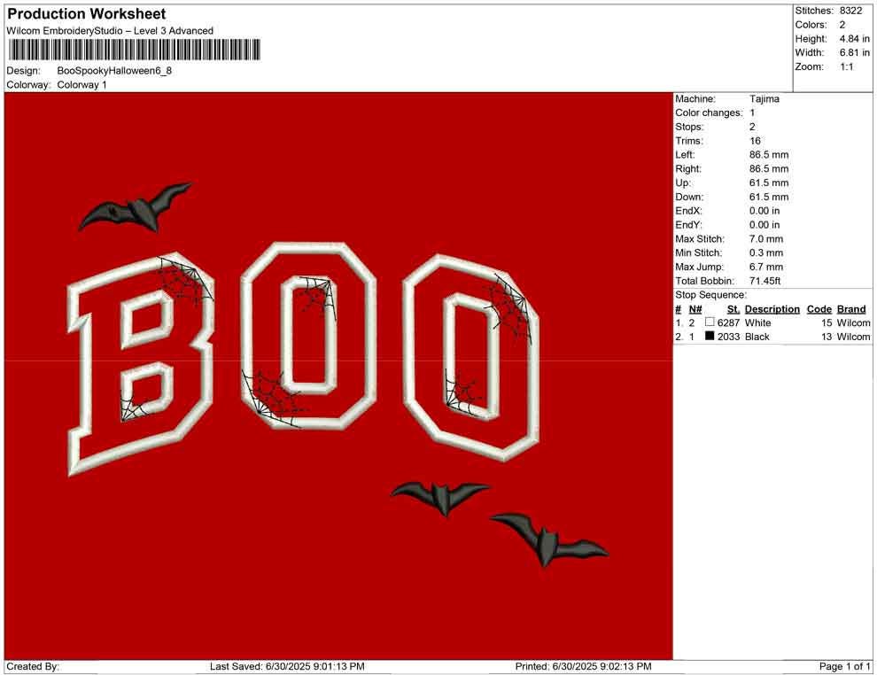 BOO Halloween Embroidery Design: Bats & Cobwebs (Digital Download)